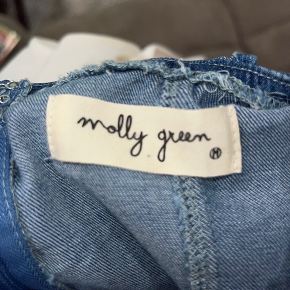Molly green blue Jean ruffled pant suit m - Picture 8 of 10